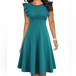YATHON Women’s Dress Elegant, Swing Casual Cocktail Party Dresses. Size S. Green